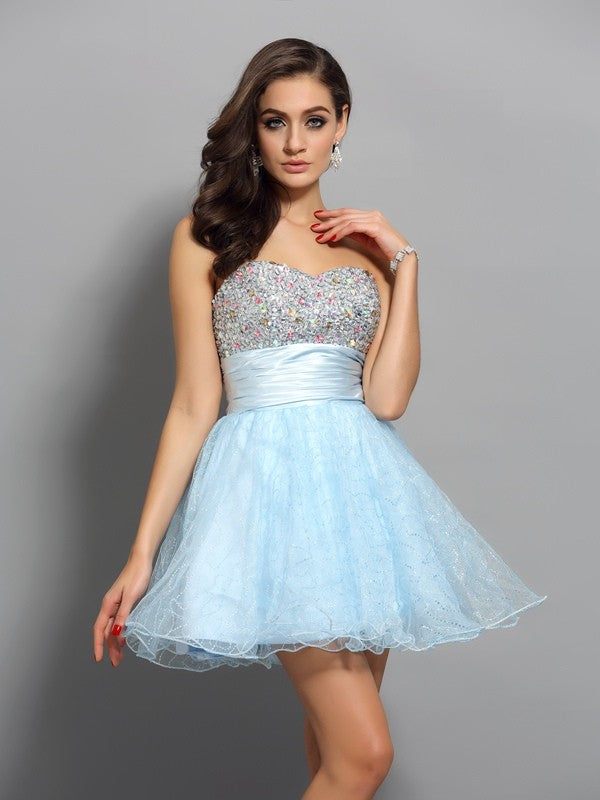 Wholesale A-Line/Princess Sweetheart Beading Sleeveless Short Chiffon Cocktail Dresses